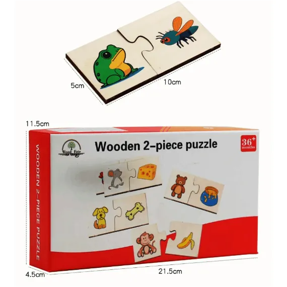 Puzzle Cognitiv din Lemn cu Piese Mari – Asocieri din Jumătăți