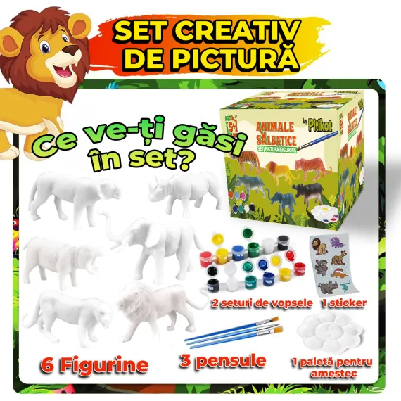 Set creativ: 6 animăluțe de pictat pentru micii artiști