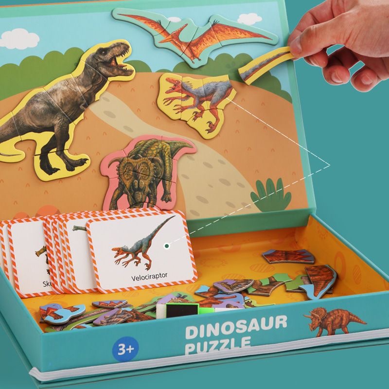Set Educativ Puzzle Magnetic – Animale de la Zoo și Tablă de Scris