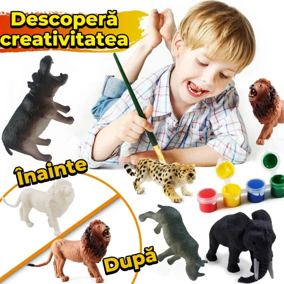 Set creativ: 6 animăluțe de pictat pentru micii artiști