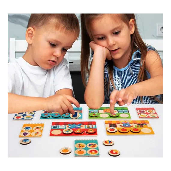 Joc Montessori din Lemn pentru Exersarea Memoriei Vizuale