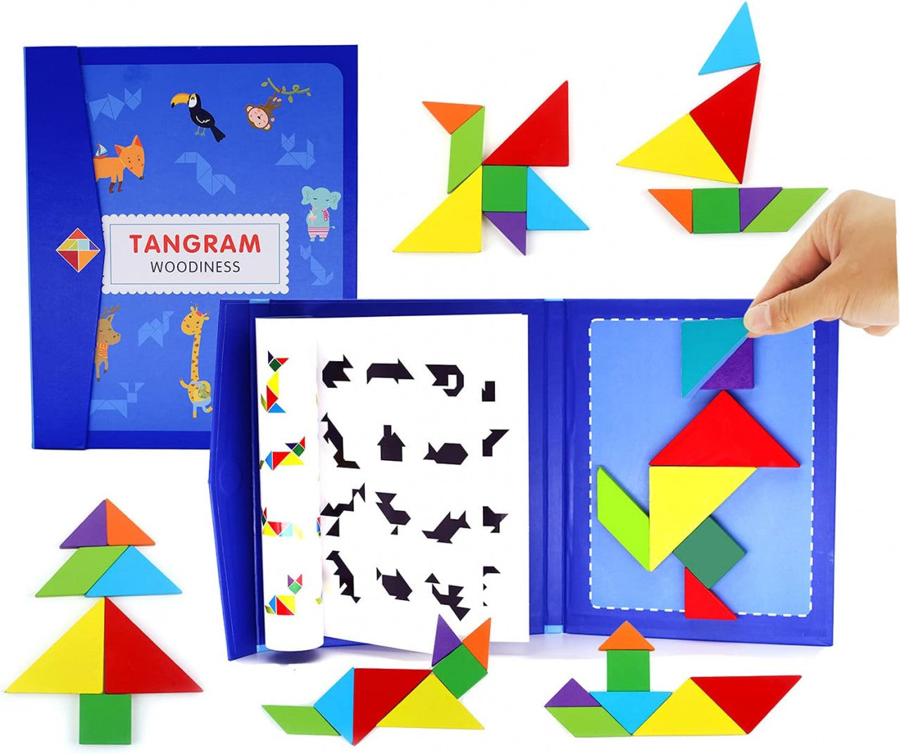 Set Tangram magnetic din lemn – joc educativ creativ pentru copii