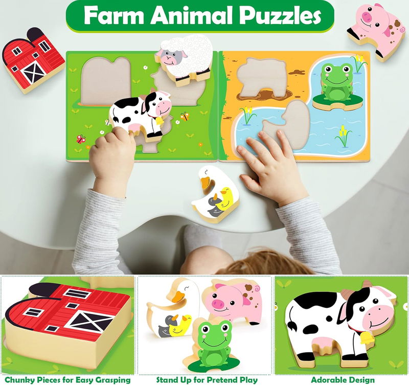 Căsuță educativă din lemn cu animale de fermă