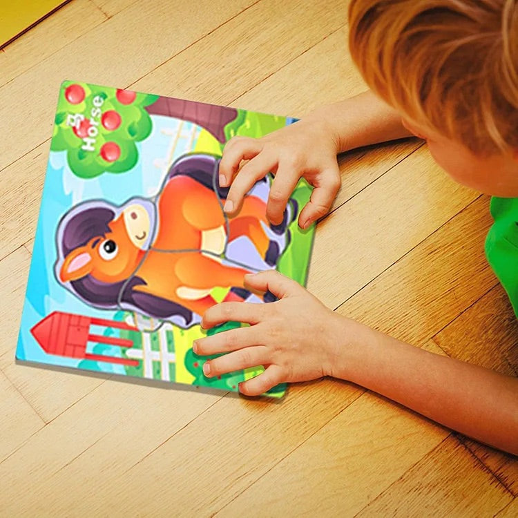 Set 6 carduri puzzle cu piese mari – Animale sau Vehicule