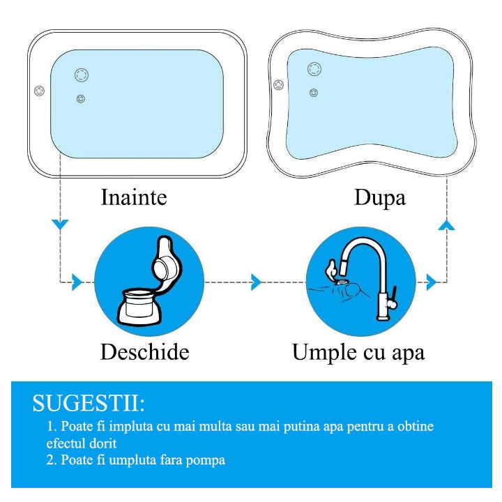 Salteluță senzorială cu apă pentru stat pe burtică