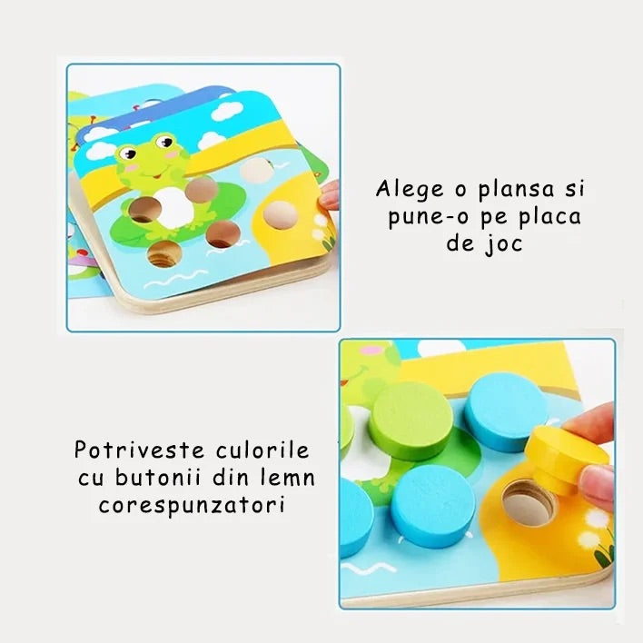 Joc mozaic cu 16 butoni mari din lemn – învățare prin joacă