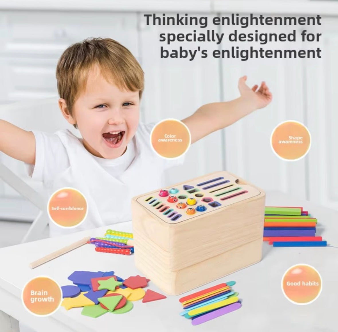 Jucărie Educativă din Lemn cu Activități Montessori Interactive