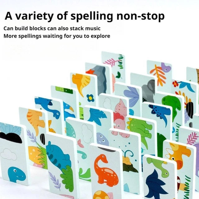 Domino din lemn cu dinozauri – super distracție