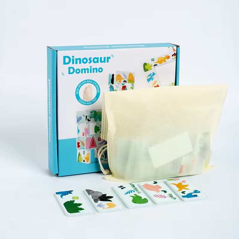 Domino din lemn cu dinozauri – super distracție