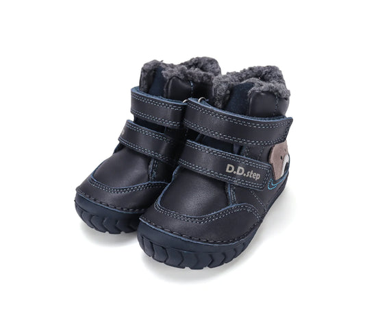 Ghete Super Îmblănite din Piele Naturală D.D.Step – Model Ursuleț, Bleumarin (material hidrofob)
