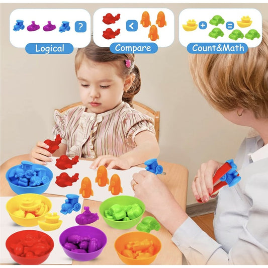 Set creativ de clasificare „Curcubeu cu Vehicule” – Joacă, învață, clasifică!