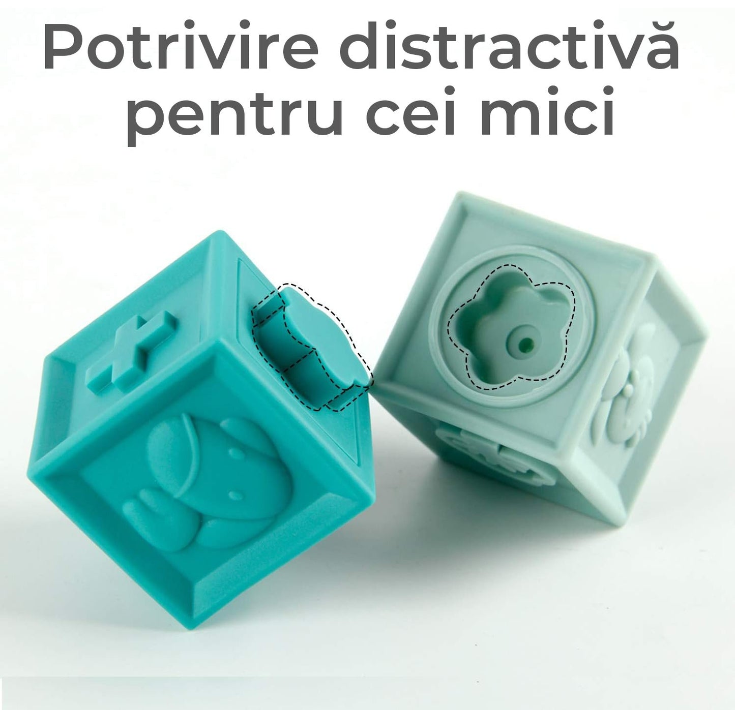 Set Cuburi Moi Interactive – 12 piese colorate pentru dentiție, joacă și dezvoltarea bebelușului