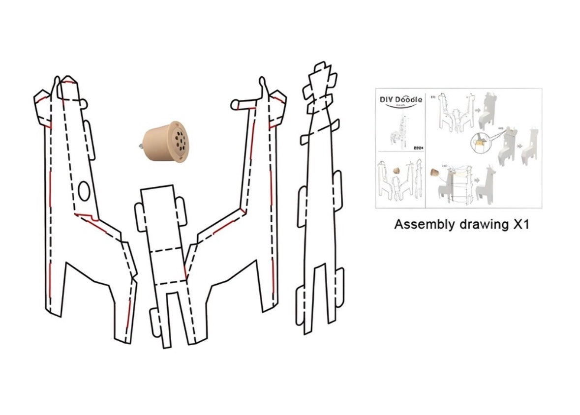 Girafă 3D cu de Asamblat și Colorat