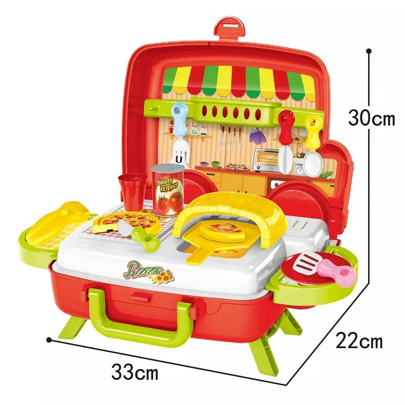 Mașinuța Fast Food - set de bucătărie cu mâncare de jucărie