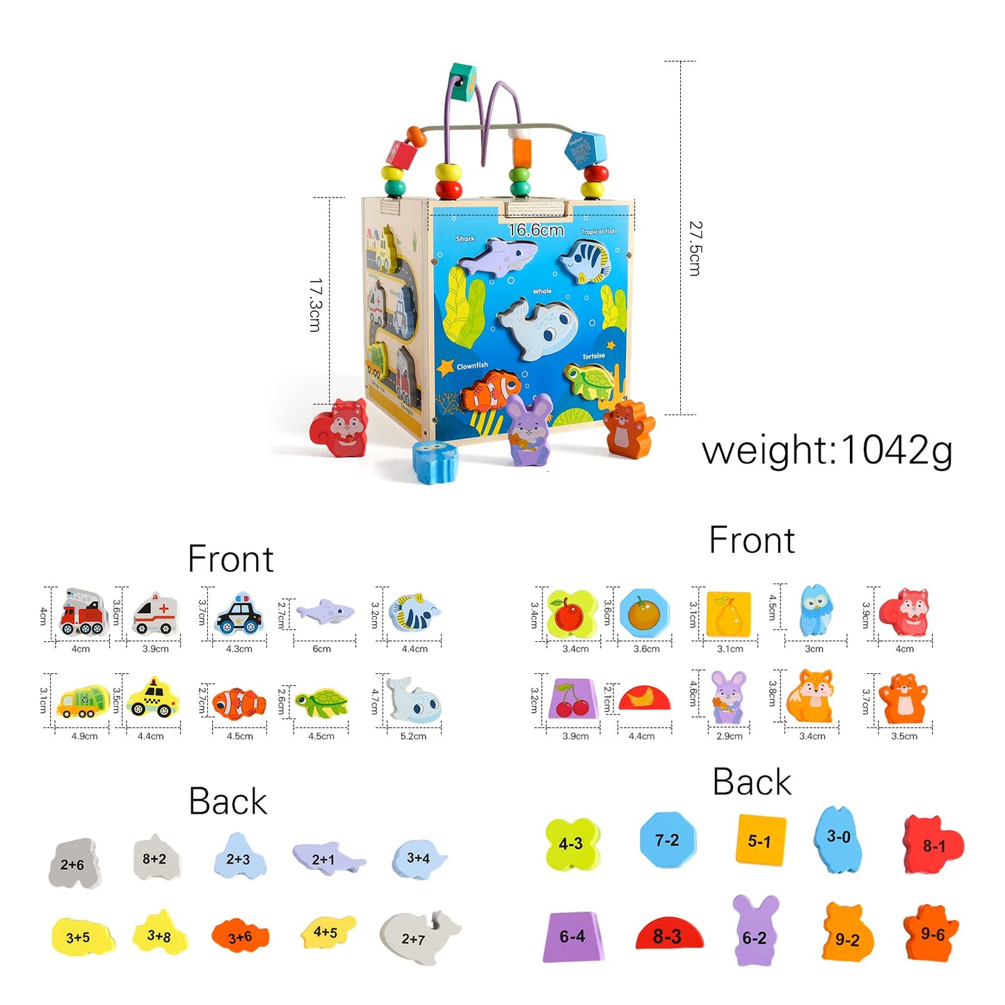 Cub Montessori din lemn cu activități educative