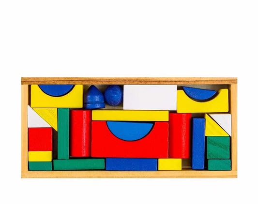 Set Cuburi de Construcție din Lemn – 26 Piese Colorate