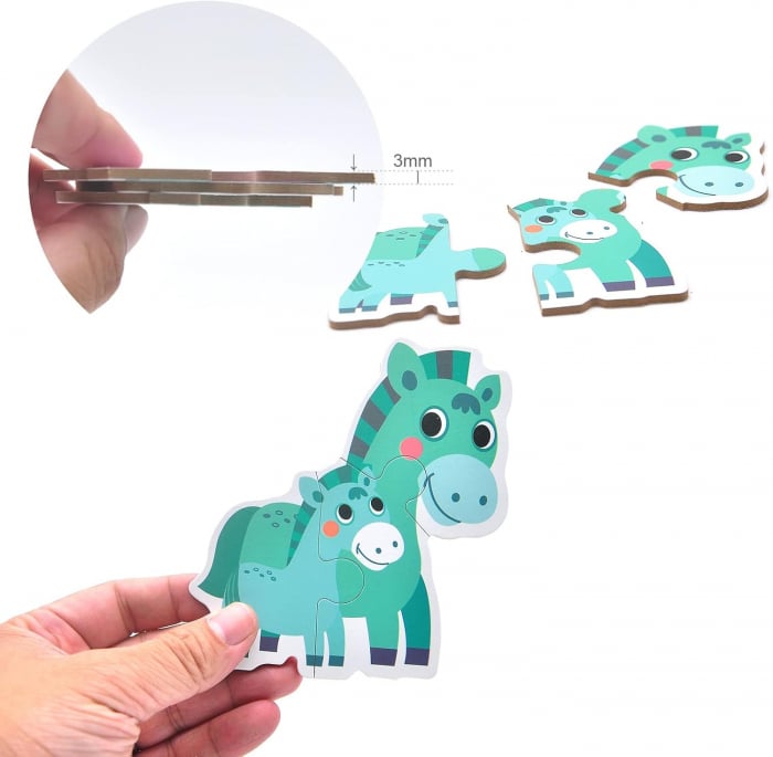 Mega Puzzle ZooJunior – Joc cu 6 Animăluțe