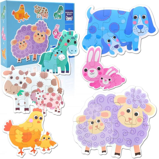 Mega Puzzle ZooJunior – Joc cu 6 Animăluțe