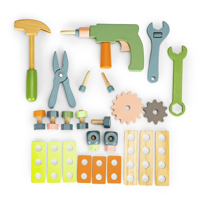 Trusă Montessori Constructorului Mic – 50 de Piese din Lemn
