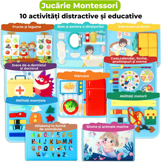 Carte Montessori Interactivă Busy Board 10 pagini