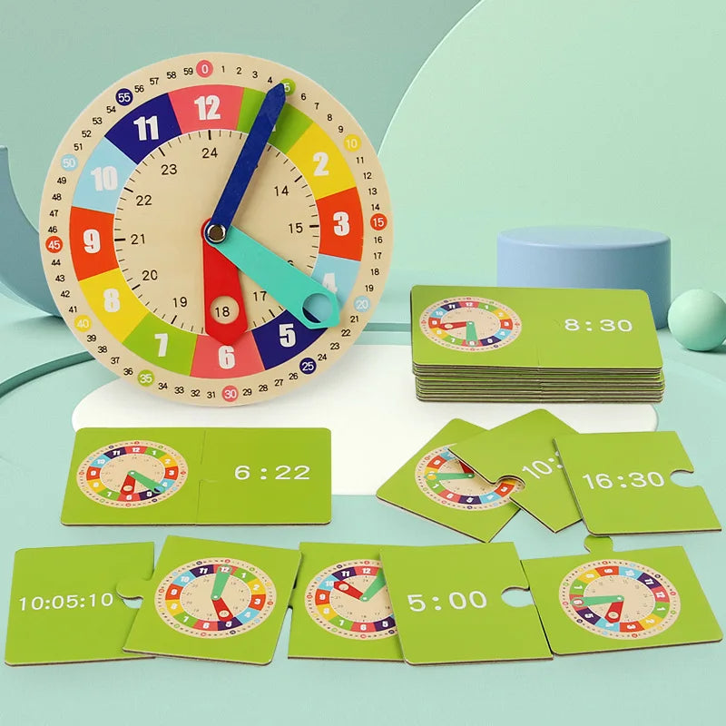 Ceas educativ din lemn cu carduri – Învățarea orei devine o joacă! (3+ani)