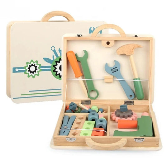 Trusă Montessori Constructorului Mic – 50 de Piese din Lemn