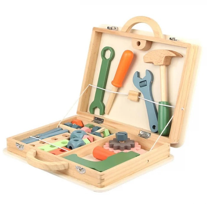 Trusă Montessori Constructorului Mic – 50 de Piese din Lemn