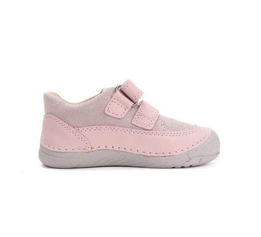 Pantofii Barefoot din piele naturalǎ - “Little Star Grey-Pink”