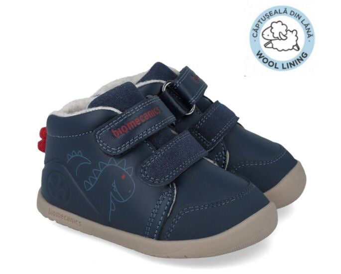 Ghete Biomecanics Barefoot din Piele Naturală ,,Dino'' cu lână naturală