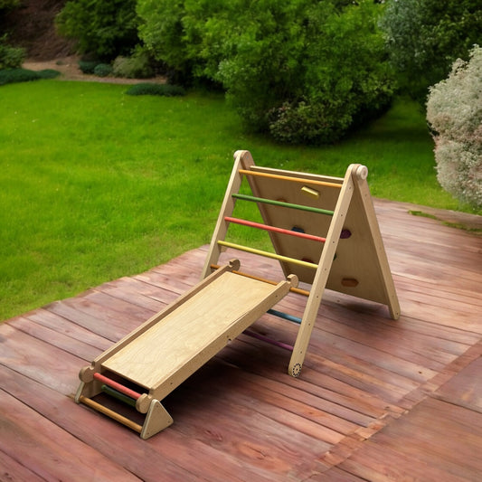 Triunghi Pikler cu Escaladă + Tobogan 5 în 1