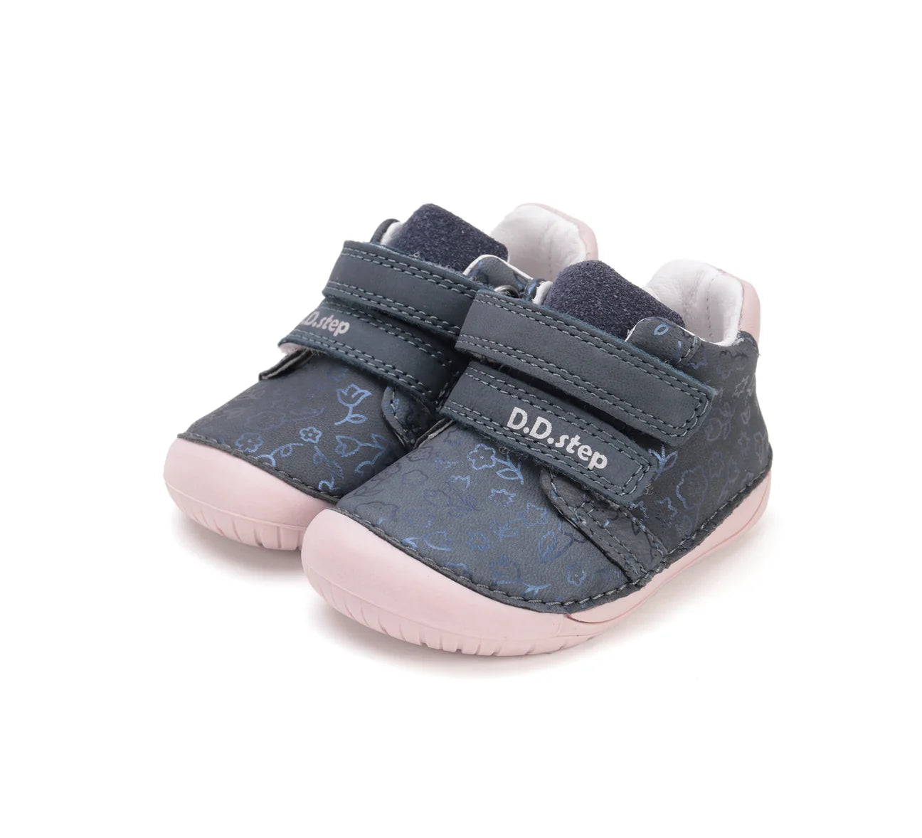 Pantofi barefoot din piele naturală - Blue Atumn Flowers