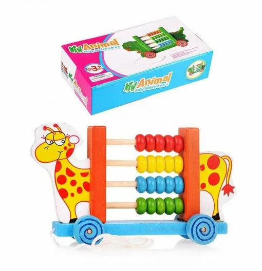 Numărătoarea Girafă pe Roți – Jucărie de Tras cu șiret