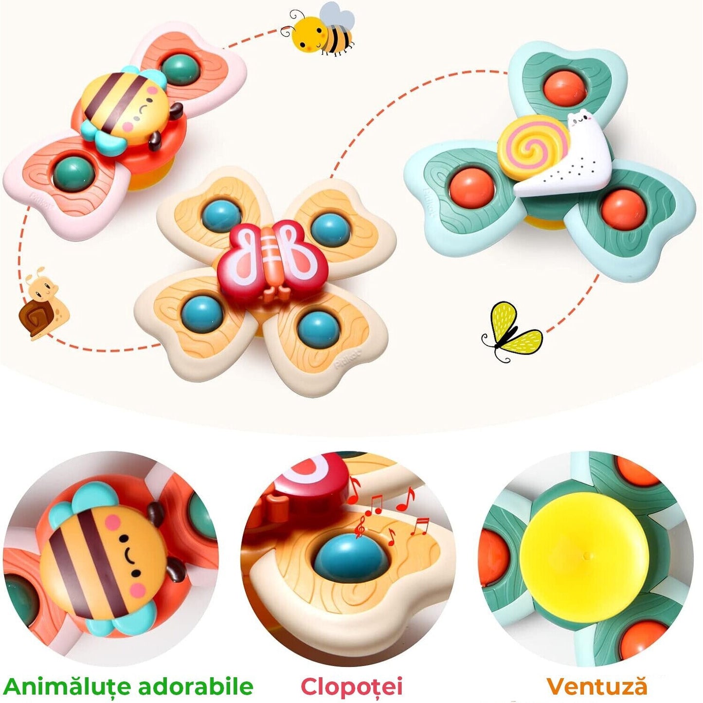 Spinner senzorial cu ventuză pentru bebeluși