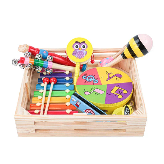 Set Montessori de instrumente muzicale din lemn