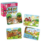 Distracție și învățare cu Puzzle la Fermă – 4 puzzle-uri într-o singură cutie