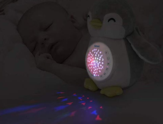 Pinguin gigantic cu muzică liniștitoare și proiecție – somnul devine o poveste