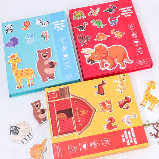 Carticică Magnetică 3 în 1 – Puzzle, Joc Magnetic și Tablă de Desen