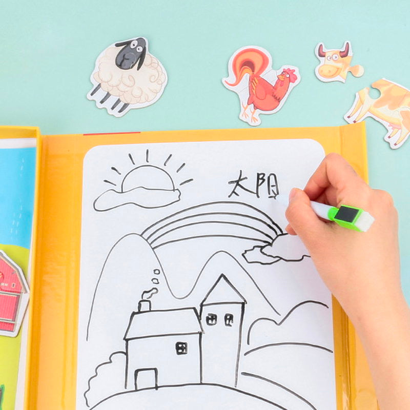 Carticică Magnetică 3 în 1 – Puzzle, Joc Magnetic și Tablă de Desen