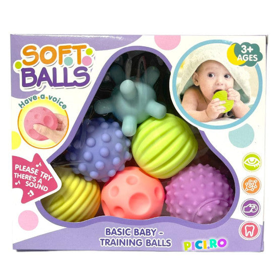 Descoperă lumea prin atingere – set 6 mingi senzoriale