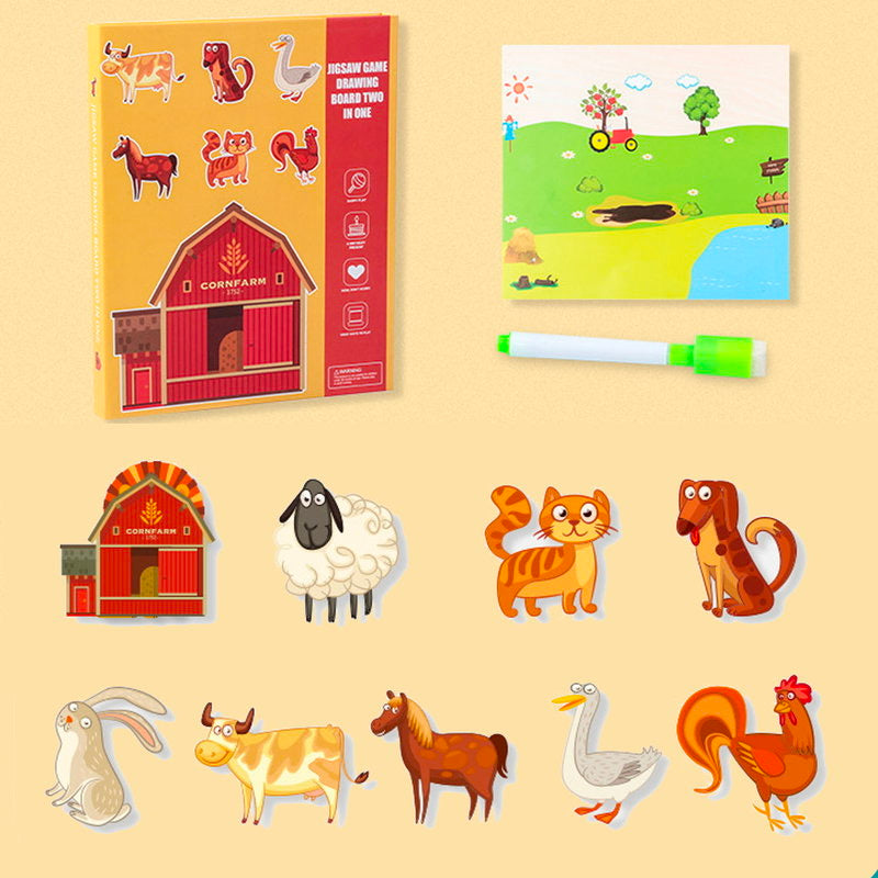 Carticică Magnetică 3 în 1 – Puzzle, Joc Magnetic și Tablă de Desen
