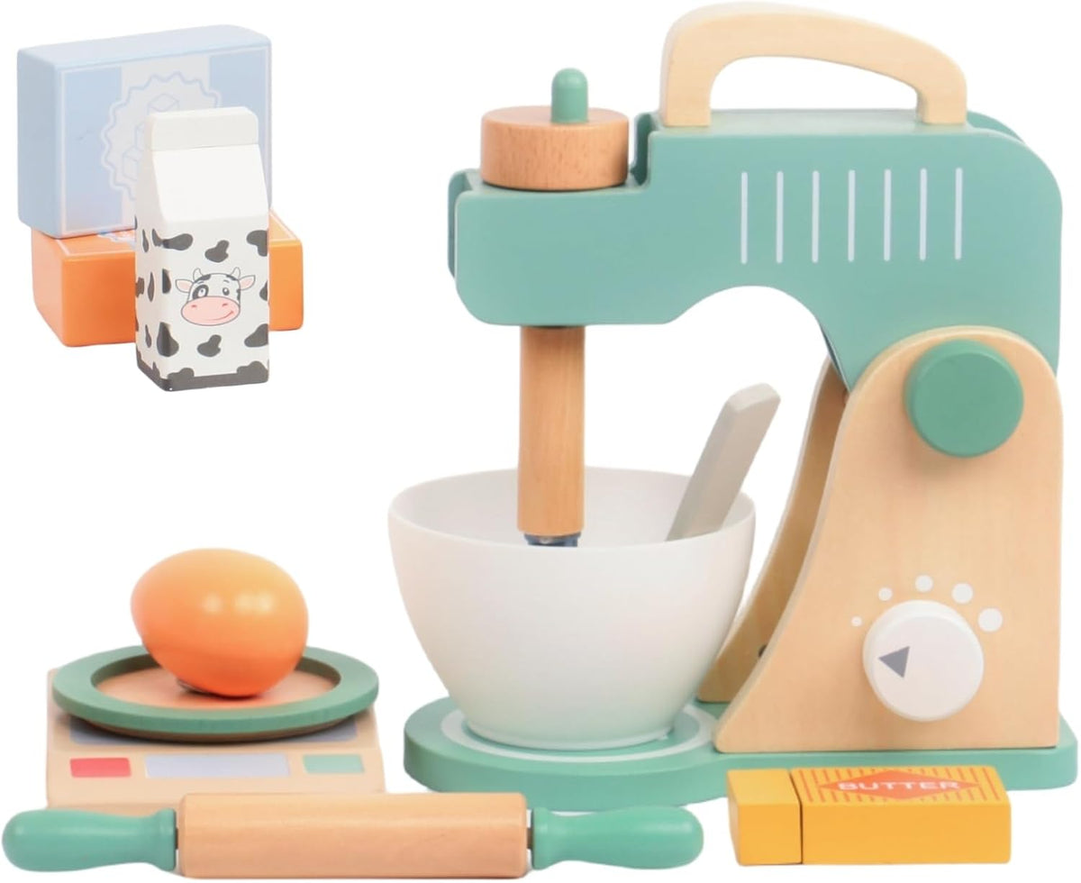 Micul meu atelier de prăjituri – Set mixer din lemn cu accesorii