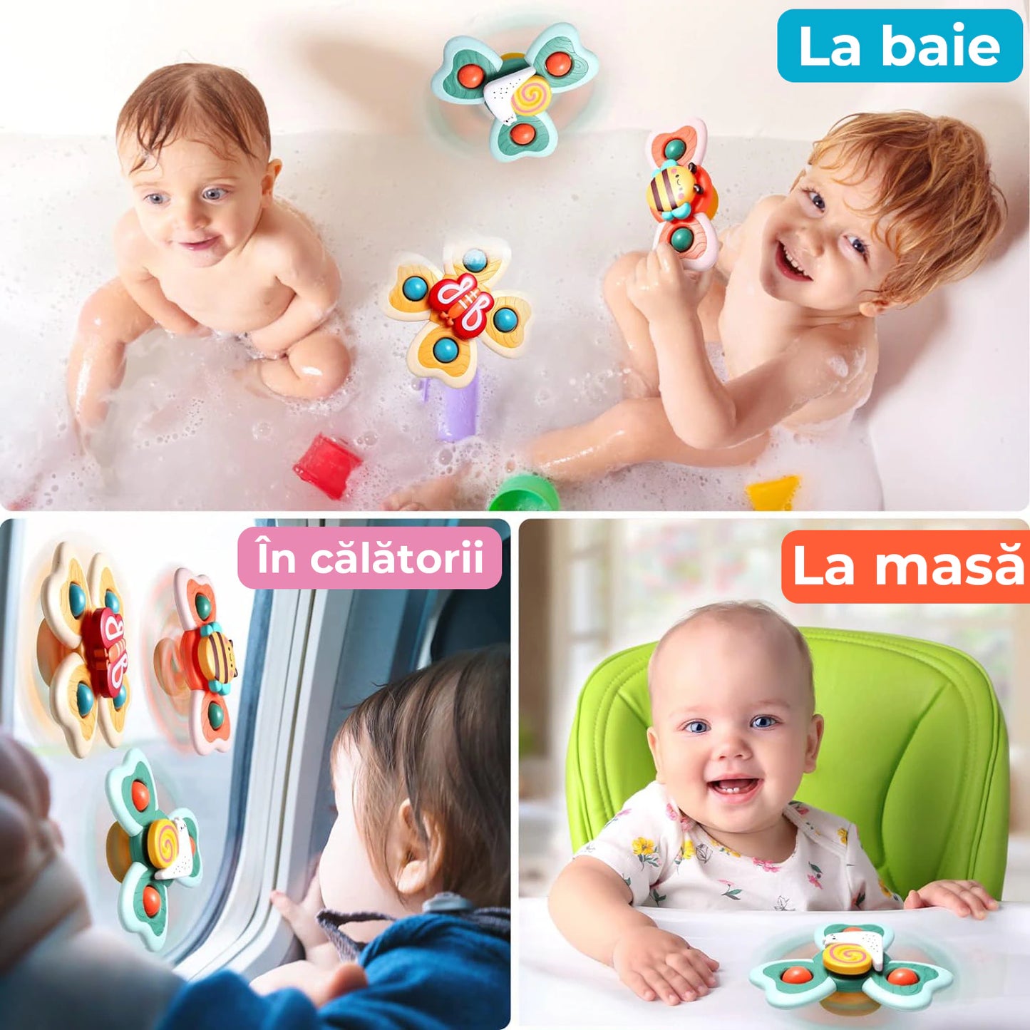 Spinner senzorial cu ventuză pentru bebeluși
