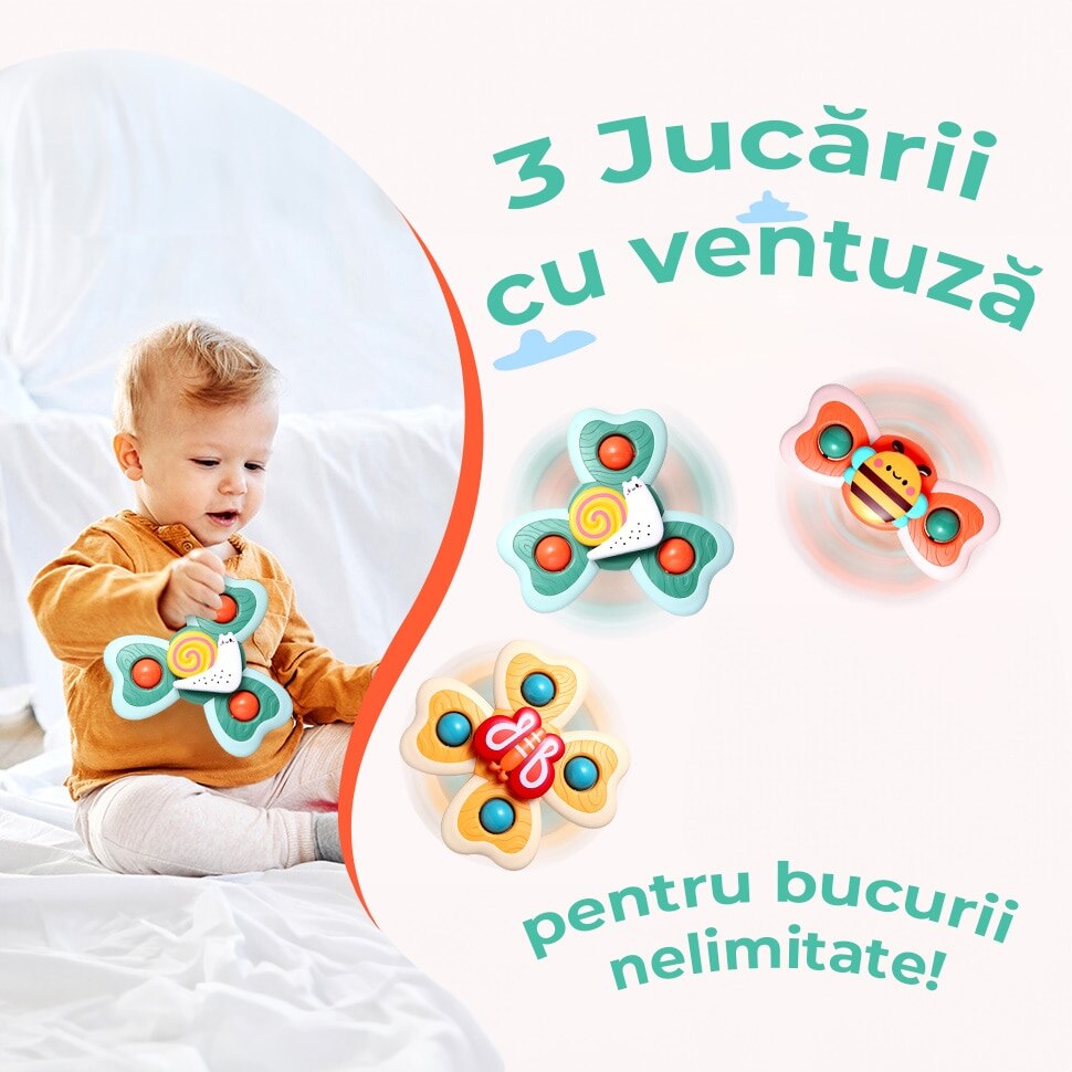 Spinner senzorial cu ventuză pentru bebeluși