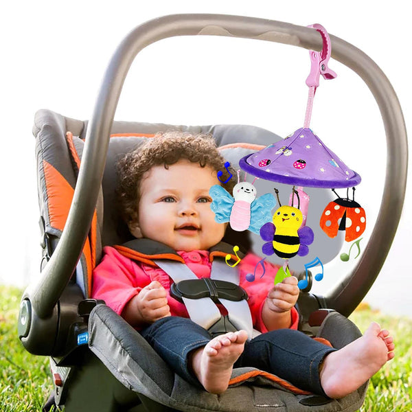 Carusel pentru bebeluși – jucărie suspendată cu sunete și forme colorate