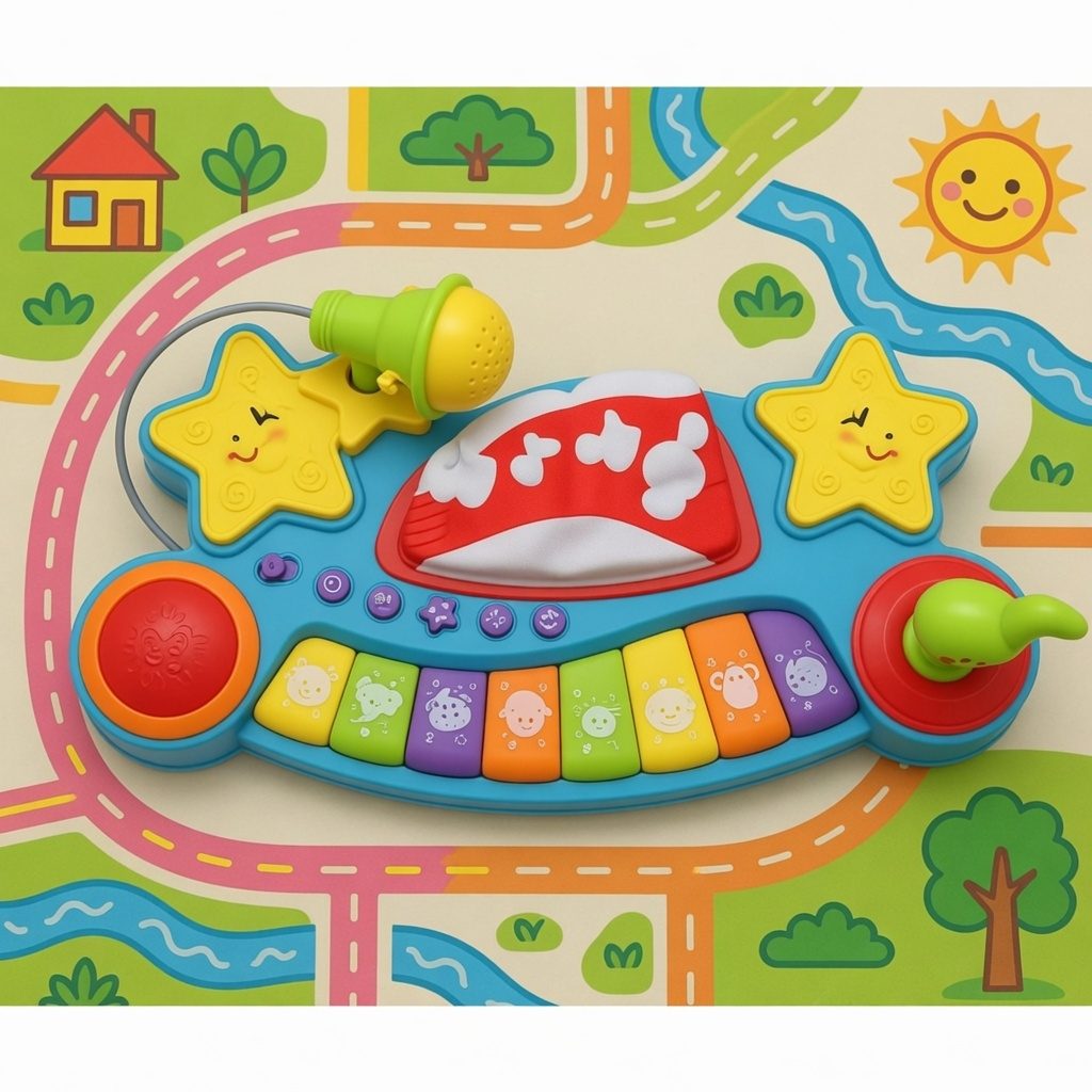 Pian muzical interactiv pt. Bebe – fiecare clapă ascunde un sunet!
