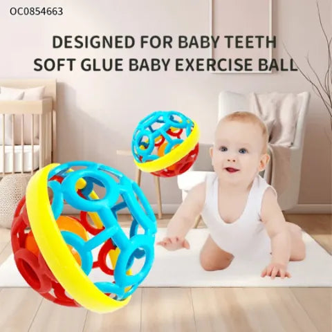 Minge Senzorială Siliconată pentru Bebeluși – Zornăitoare cu Bilă