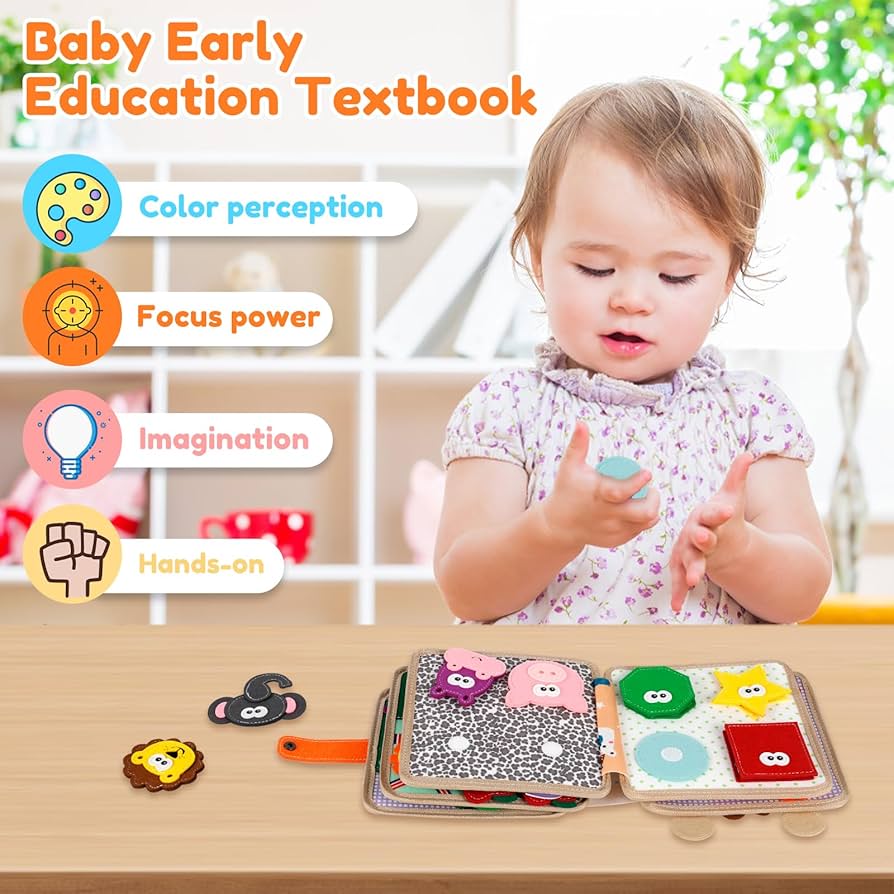 Busy Book Montessori cu elemente detașabile și activități senzoriale 8 pag.