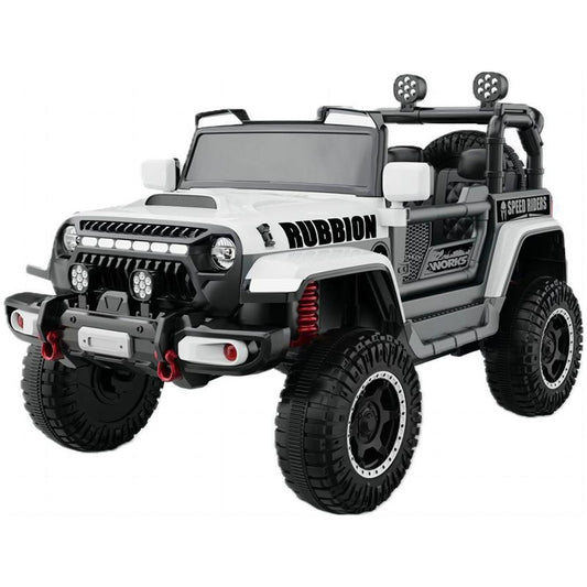 Masina Electrica pentru Copii, Off-Road, Conectare Bluetooth, telecomanda, Tractiune Spate, Lumina Intermitenta, Baterie 12V 7Ah, 120 x 63 x 68cm, Alb