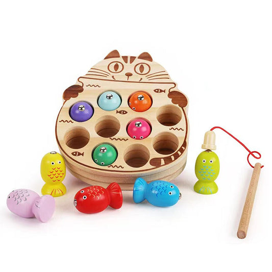 Joc magnetic de pescuit din lemn – Pisicuța