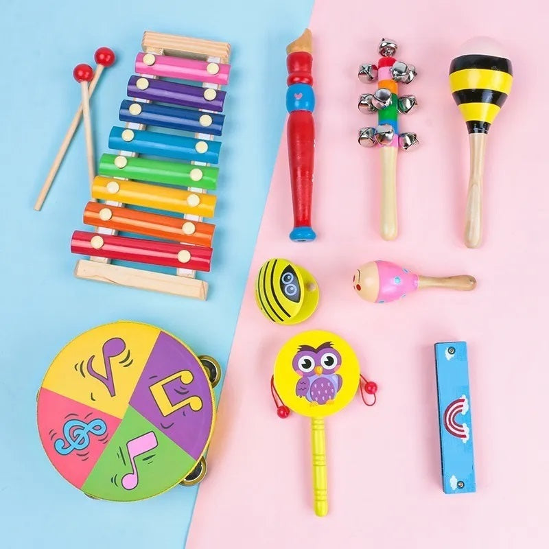 Set Montessori de instrumente muzicale din lemn
